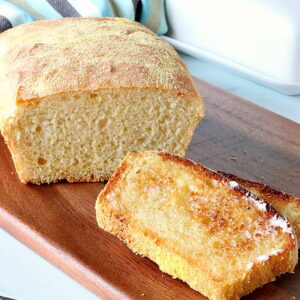 no-knead english muffin bread with slice